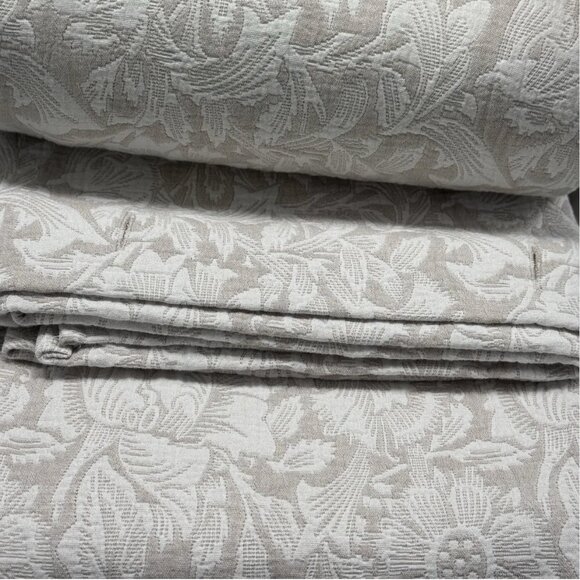 Morris & Co Luxury Taupe POPPY Shower Curtain Textured Floral Botanical Cotton - Picture 6 of 10